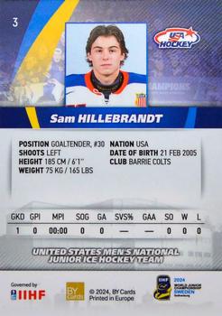2024 BY Cards IIHF World Junior Championship #3 Sam Hillebrandt Back
