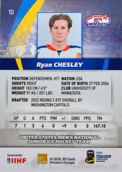 2024 BY Cards IIHF World Junior Championship #10 Ryan Chesley Back