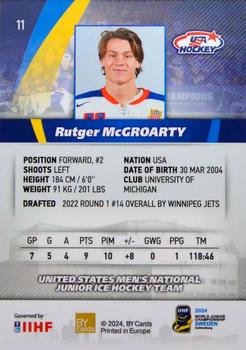 2024 BY Cards IIHF World Junior Championship #11 Rutger McGroarty Back