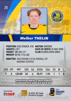 2024 BY Cards IIHF World Junior Championship #25 Melker Thelin Back