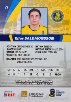 2024 BY Cards IIHF World Junior Championship #29 Elias Salomonsson Back