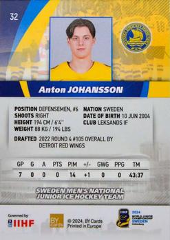 2024 BY Cards IIHF World Junior Championship #32 Anton Johansson Back