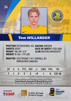 2024 BY Cards IIHF World Junior Championship #34 Tom Willander Back