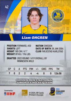 2024 BY Cards IIHF World Junior Championship #42 Liam Ohgren Back