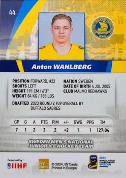 2024 BY Cards IIHF World Junior Championship #44 Anton Wahlberg Back