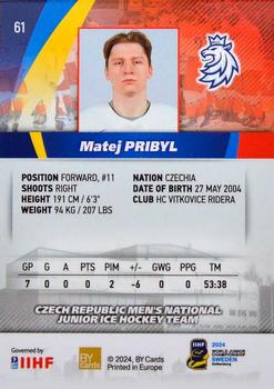 2024 BY Cards IIHF World Junior Championship #61 Matej Pribyl Back