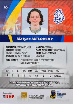 2024 BY Cards IIHF World Junior Championship #65 Matyas Melovsky Back