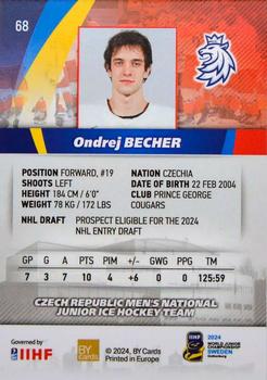 2024 BY Cards IIHF World Junior Championship #68 Ondrej Becher Back