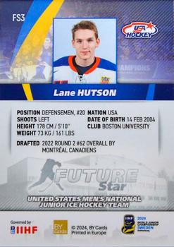 2024 BY Cards IIHF World Junior Championship - Future Stars #FS3 Lane Hutson Back