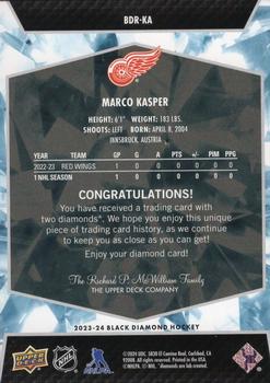 2023-24 Upper Deck Black Diamond - Rookie Gems Diamond Relics #BDR-KA Marco Kasper Back