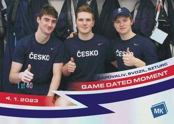 2022-23 Moje karticky Czech Ice Hockey Team - Rainbow #143 Matyas Sapovaliv / Stanislav Svozil / Gabriel Szturc Front
