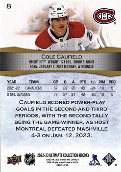 2022-23 Upper Deck Ultimate Collection - Gold #8 Cole Caufield Back