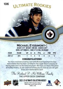 2022-23 Upper Deck Ultimate Collection - Ultimate Rookies - Jersey #106 Michael Eyssimont Back