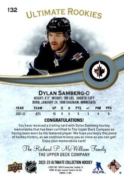 2022-23 Upper Deck Ultimate Collection - Ultimate Rookies - Jersey #132 Dylan Samberg Back