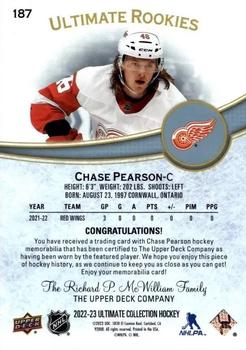 2022-23 Upper Deck Ultimate Collection - Ultimate Rookies - Jersey #187 Chase Pearson Back