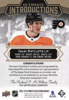 2022-23 Upper Deck Ultimate Collection - Ultimate Introductions #UI-56 Isaac Ratcliffe Back