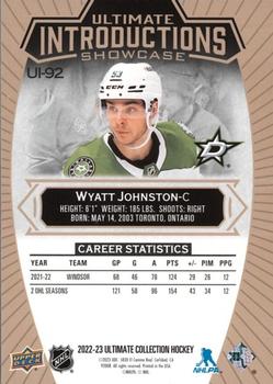 2022-23 Upper Deck Ultimate Collection - Ultimate Introductions - Gold #UI-92 Wyatt Johnston Back
