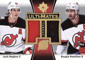 2022-23 Upper Deck Ultimate Collection - Ulti-Mates Jersey #UTM-HH Jack Hughes / Dougie Hamilton Front