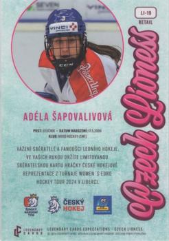 2024 Legendary Cards Expectations Road to Prague - Czech Lioness #LI-19 Adela Sapovalivova Back