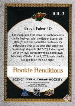 2023-24 Upper Deck Trilogy - Rookie Renditions #RR-3 Brock Faber Back