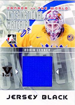 2015-16 In The Game Final Vault - 2011-12 In The Game Canada vs. The World - International Materials Silver (Gold Vault Stamp) #IMM-31 Robin Lehner Front