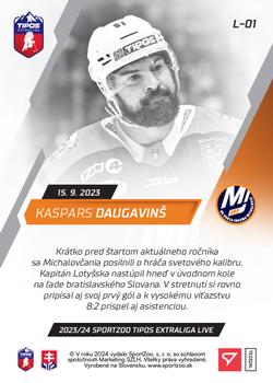 2023-24 SportZoo Live Tipos Extraliga #L-01 Kaspars Daugavins Back