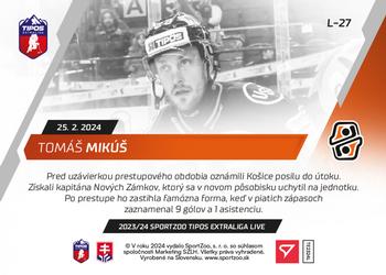 2023-24 SportZoo Live Tipos Extraliga #L-27 Tomas Mikus Back