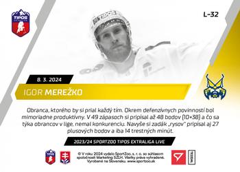 2023-24 SportZoo Live Tipos Extraliga #L-32 Igor Merezhko Back