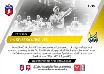 2023-24 SportZoo Live Tipos Extraliga #L-37 HK Spišská Nová Ves Back