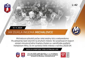 2023-24 SportZoo Live Tipos Extraliga #L-42 HK Dukla Ingema Michalovce Back