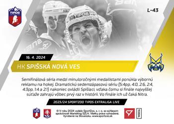 2023-24 SportZoo Live Tipos Extraliga #L-43 HK Spišská Nová Ves Back