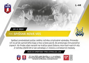 2023-24 SportZoo Live Tipos Extraliga #L-44 HK Spišská Nová Ves Back
