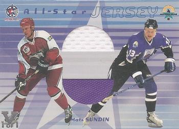 2015-16 In The Game Final Vault - 2001-02 Be a Player Memorabilia - All-Star Jersey Doubles (Silver Vault Stamp) #DASJ-13 Mats Sundin Front