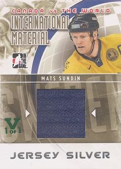 2015-16 In The Game Final Vault - 2011-12 In The Game Canada vs. The World - International Materials Silver (Emerald Vault Stamp) #IMM-26 Mats Sundin Front