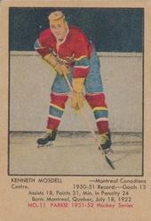 1951-52 Parkhurst #11 Kenneth Mosdell Front