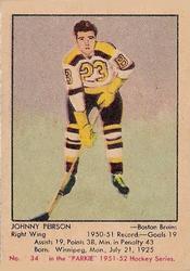 1951-52 Parkhurst #34 Johnny Peirson Front