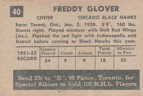 1952-53 Parkhurst #40 Fred Glover Back