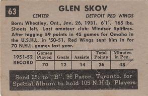 1952-53 Parkhurst #63 Glen Skov Back