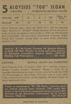 1953-54 Parkhurst #5 Tod Sloan Back