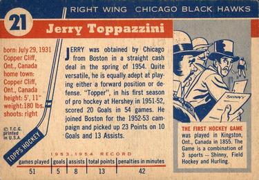 1954-55 Topps #21 Jerry Toppazzini Back