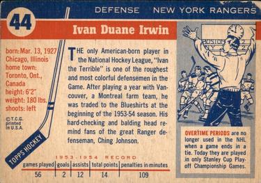 1954-55 Topps #44 Ivan Irwin Back