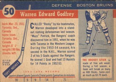 1954-55 Topps #50 Warren Godfrey Back
