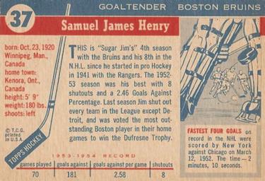 1954-55 Topps #37 Jim Henry Back