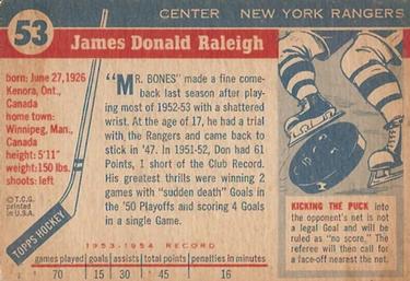 1954-55 Topps #53 Don Raleigh Back