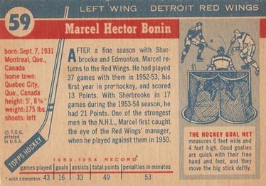1954-55 Topps #59 Marcel Bonin Back
