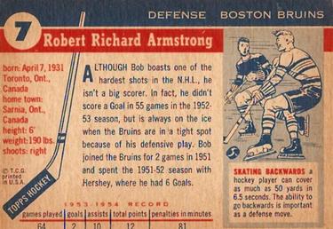 1954-55 Topps #7 Bob Armstrong Back