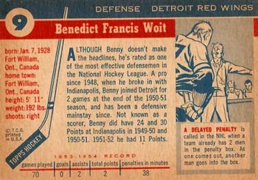 1954-55 Topps #9 Benny Woit Back