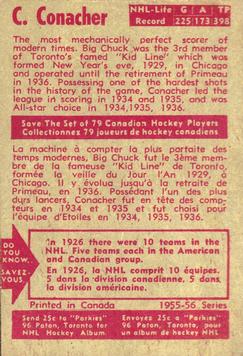 1955-56 Parkhurst #26 Chuck Conacher Back