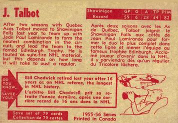 1955-56 Parkhurst #53 Jean-Guy Talbot Back