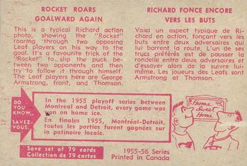 1955-56 Parkhurst #72 Rocket Roars Through Back
